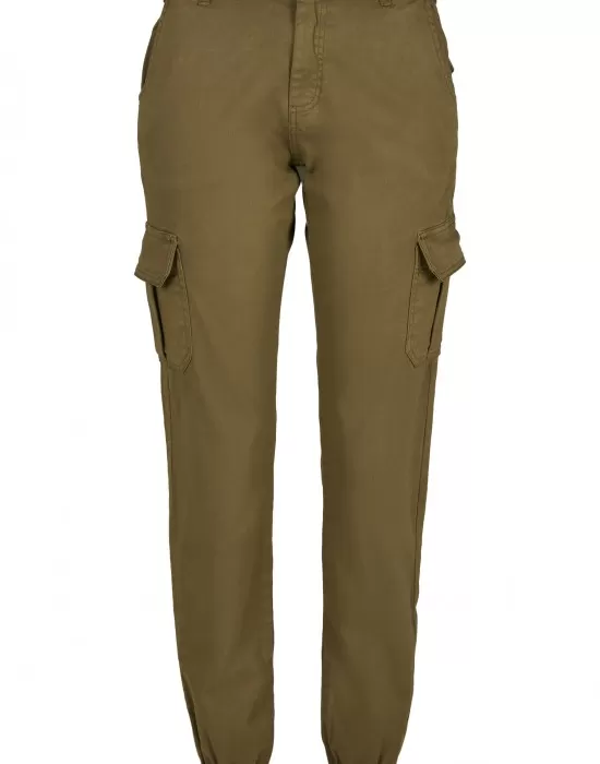 Дамски карго панталон в цвят зряла маслина Urban Classics Ladies High Waist Cargo Pants, Панталони - Hoodstyle.bg