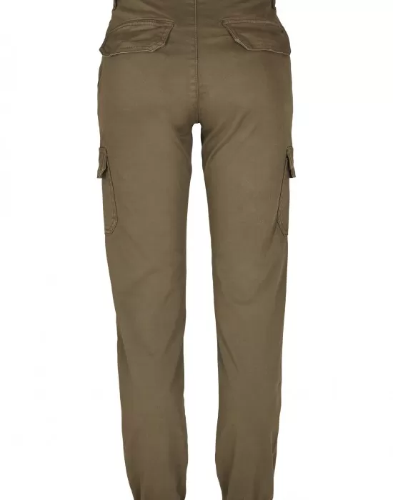 Дамски карго панталон в цвят маслина Urban Classics Ladies High Waist Cargo Pants, Панталони - Hoodstyle.bg