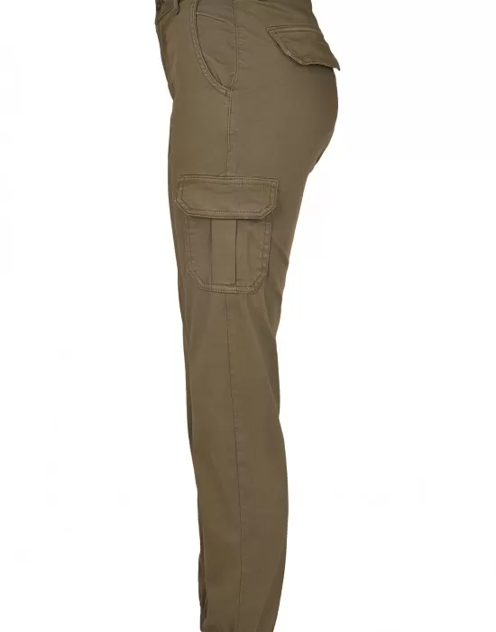 Дамски карго панталон в цвят маслина Urban Classics Ladies High Waist Cargo Pants, Панталони - Hoodstyle.bg