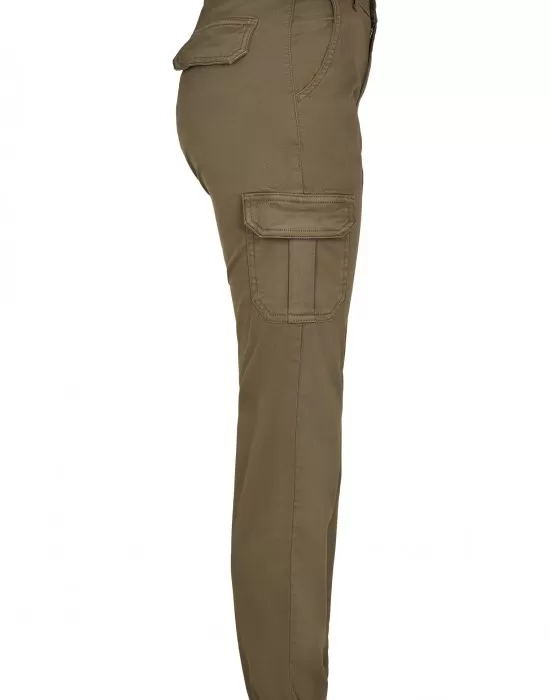 Дамски карго панталон в цвят маслина Urban Classics Ladies High Waist Cargo Pants, Панталони - Hoodstyle.bg