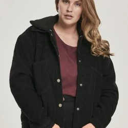 Дамско яке в черно от Urban Classics Ladies Oversized Corduroy Sherpa
