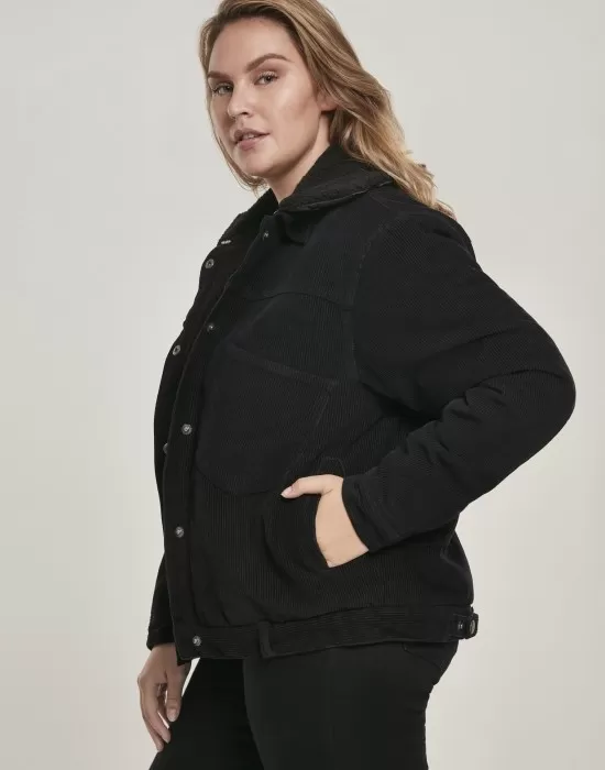 Дамско яке в черно от Urban Classics Ladies Oversized Corduroy Sherpa, Якета - Hoodstyle.bg