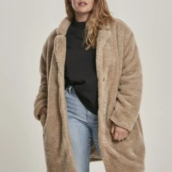 Дамско палто в пясъчен цвят Urban Classics Ladies Oversized Sherpa Coat
