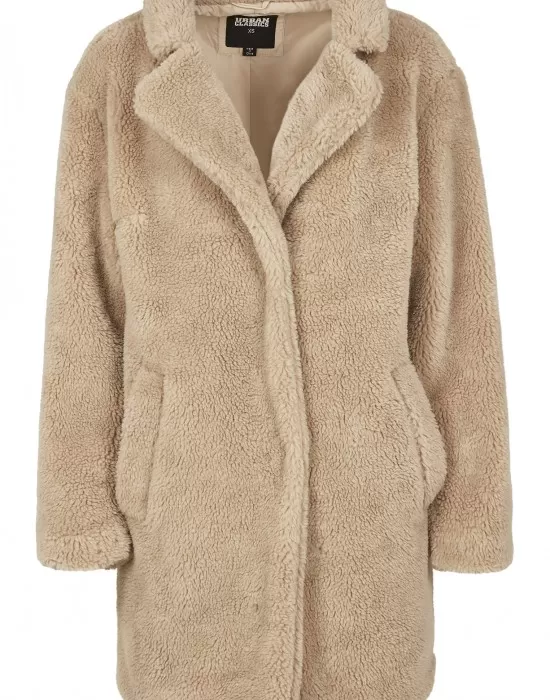 Ladies Oversized Sherpa Coat sand XXL