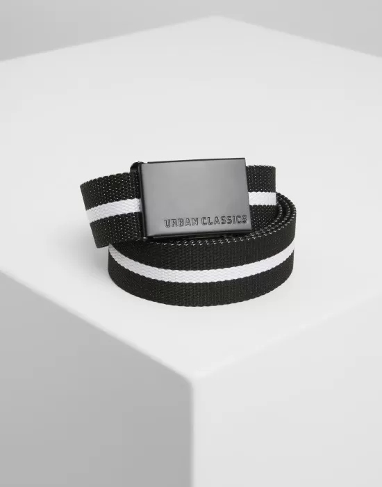 Колан в черно и бяло Urban Classics Canvas blwht stripe, Колани - Hoodstyle.bg
