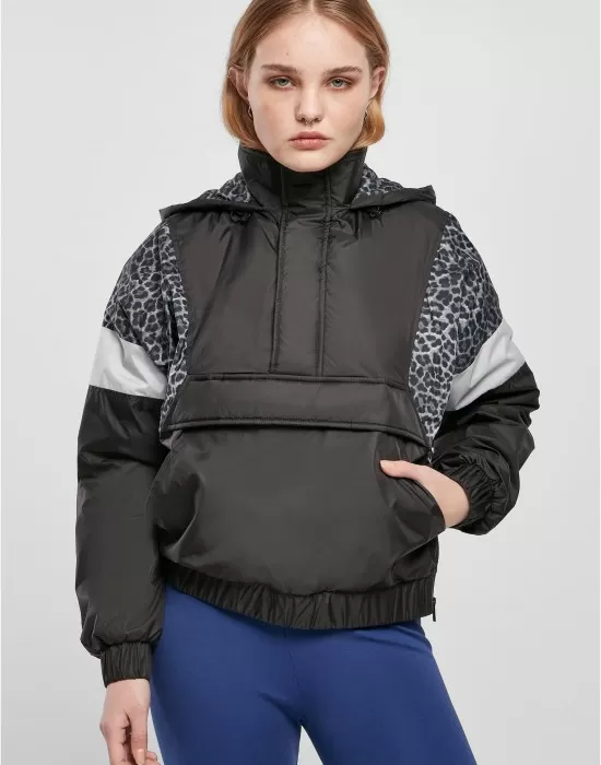 Дамско яке с качулка в черен цвят Urban Classics Ladies Mixed, Якета - Hoodstyle.bg