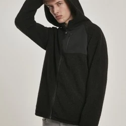 Мъжко яке в черно от Urban Classics Hooded Sherpa Zip