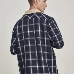 Мъжко тънко яке Urban Classics Sherpa Lined Shirt в тъмносин цвят