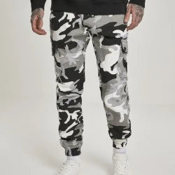 Мъжки панталон в сив камуфлаж Urban Classics snow camo