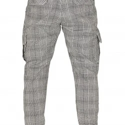 Мъжки карго панталон в черно и бяло Urban Classics AOP Glencheck Cargo Jog Pants