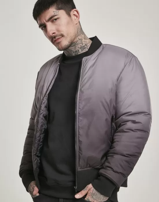 Мъжко яке в черно и сиво от Urban Classics Gradient Bomber, Бомбъри - Hoodstyle.bg