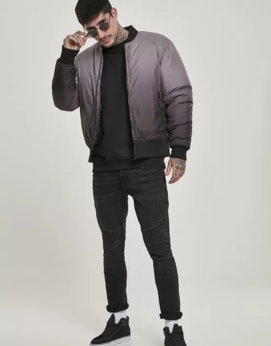 Мъжко яке в черно и сиво от Urban Classics Gradient Bomber, Бомбъри - Hoodstyle.bg