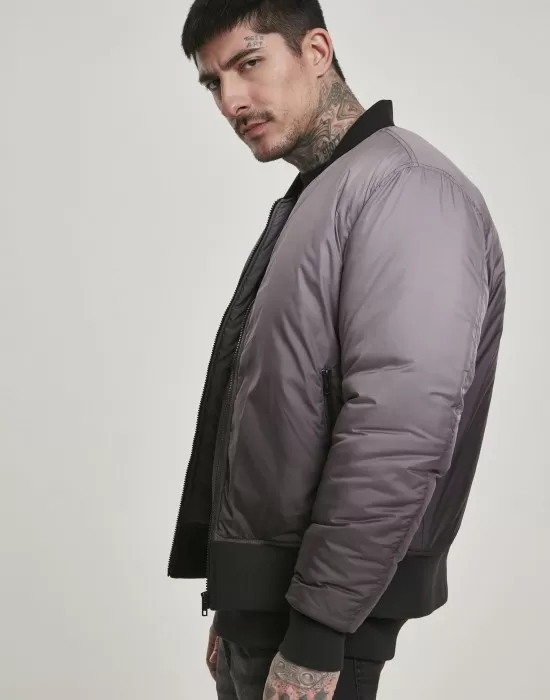 Мъжко яке в черно и сиво от Urban Classics Gradient Bomber, Бомбъри - Hoodstyle.bg