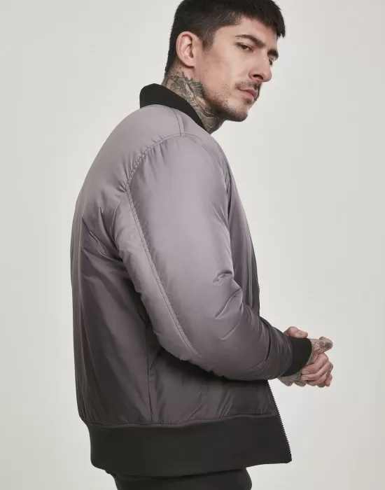 Мъжко яке в черно и сиво от Urban Classics Gradient Bomber, Бомбъри - Hoodstyle.bg