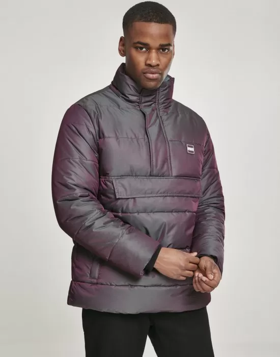Мъжко зимно яке Urban Classics Shimmering Pull Over в сребрист цвят, Зимни якета - Hoodstyle.bg
