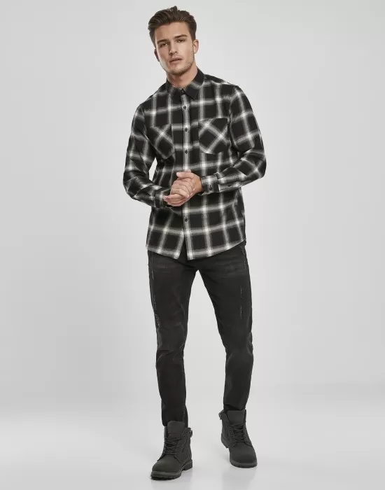 Мъжка карирана риза в черно и бяло Urban Classics Checked Flanell Shirt 6, Ризи - Hoodstyle.bg