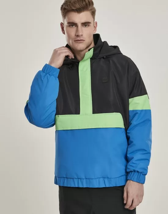 Мъжко яке в черно и синьо от Urban Classics Neon Mix Pull Over Jacket, Якета Пролет / Есен - Hoodstyle.bg