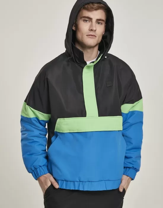Мъжко яке в черно и синьо от Urban Classics Neon Mix Pull Over Jacket, Якета Пролет / Есен - Hoodstyle.bg