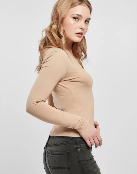 Дамска блуза с един ръкав в бежов цвят Urban Classics Asymmetric, Блузи - Hoodstyle.bg