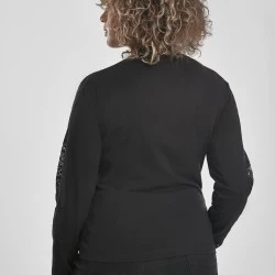 Дамска блуза в черно Urban Classics Ladies Lace Striped LS 
