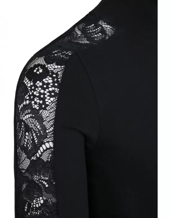 Дамска блуза в черно Urban Classics Ladies Lace Striped LS, Блузи - Hoodstyle.bg