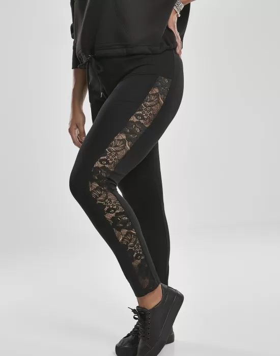 Дамски клин в черно Urban Classics Ladies Lace Striped Leggings, Клинове - Hoodstyle.bg