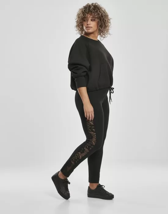 Дамски клин в черно Urban Classics Ladies Lace Striped Leggings, Клинове - Hoodstyle.bg