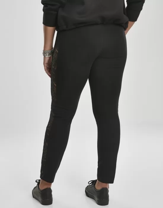Дамски клин в черно Urban Classics Ladies Lace Striped Leggings, Клинове - Hoodstyle.bg