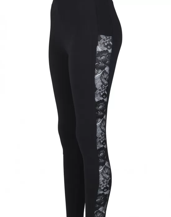 Дамски клин в черно Urban Classics Ladies Lace Striped Leggings, Клинове - Hoodstyle.bg