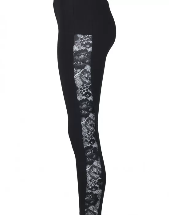 Дамски клин в черно Urban Classics Ladies Lace Striped Leggings, Клинове - Hoodstyle.bg