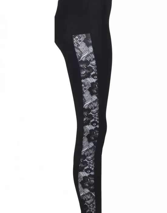Дамски клин в черно Urban Classics Ladies Lace Striped Leggings, Клинове - Hoodstyle.bg