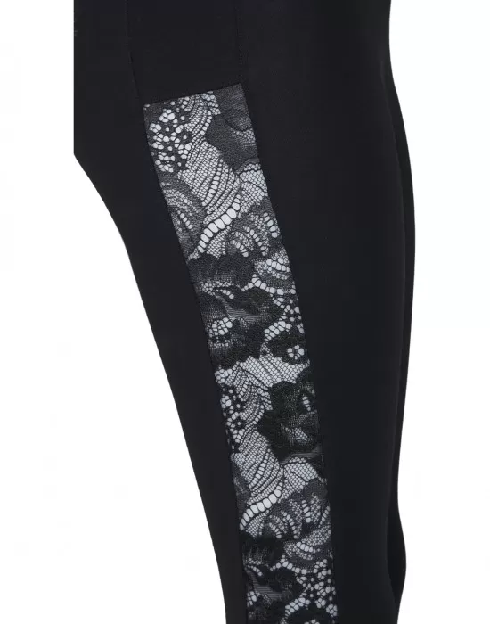 Дамски клин в черно Urban Classics Ladies Lace Striped Leggings, Клинове - Hoodstyle.bg
