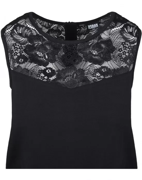 Дамски гащеризон с дантела в черен цвят Urban Classics Ladies Lace Block Jumpsuit, Панталони - Hoodstyle.bg