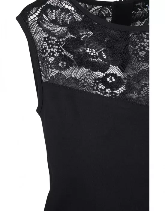 Дамски гащеризон с дантела в черен цвят Urban Classics Ladies Lace Block Jumpsuit, Панталони - Hoodstyle.bg
