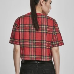 Дамска карирана къса тениска Urban Classics Ladies AOP Tartan Short Oversized Tee red/blk 