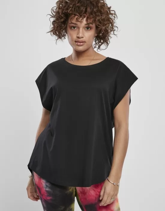 Дамска тениска в черен цвят Urban Classics Ladies Basic Shaped Tee black, Тениски - Hoodstyle.bg