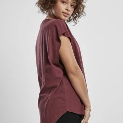 Дамска тениска в тъмночервен цвят Urban Classics Ladies Basic Shaped Tee cherry 