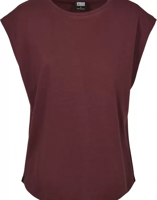 Дамска тениска в тъмночервен цвят Urban Classics Ladies Basic Shaped Tee cherry, Тениски - Hoodstyle.bg