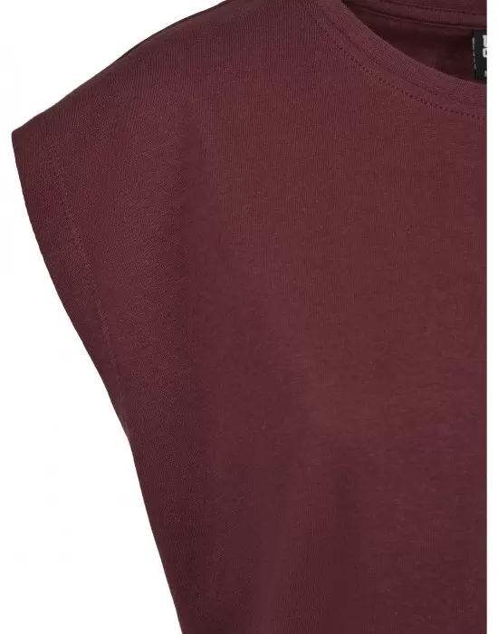 Дамска тениска в тъмночервен цвят Urban Classics Ladies Basic Shaped Tee cherry, Тениски - Hoodstyle.bg