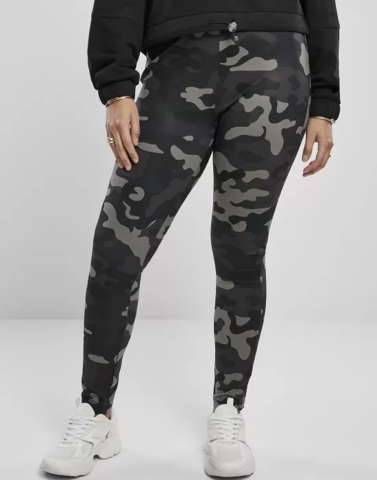Дамски клин в сиво с камуфлажни шарки Urban Classics  Ladies High Waist Camo Tech Leggings, Клинове - Hoodstyle.bg