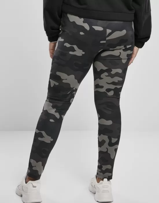 Дамски клин в сиво с камуфлажни шарки Urban Classics  Ladies High Waist Camo Tech Leggings, Клинове - Hoodstyle.bg