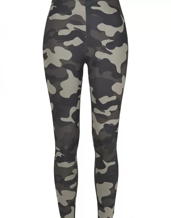 Дамски клин в сиво с камуфлажни шарки Urban Classics  Ladies High Waist Camo Tech Leggings, Клинове - Hoodstyle.bg