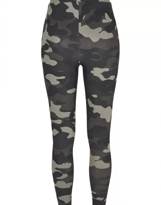 Дамски клин в сиво с камуфлажни шарки Urban Classics  Ladies High Waist Camo Tech Leggings, Клинове - Hoodstyle.bg