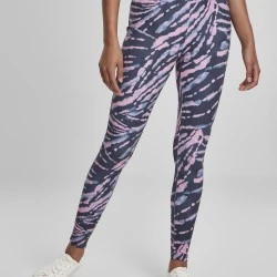 Дамски клин Urban Classics Ladies High Waist Tie Dye Leggings darkshadow/pink 