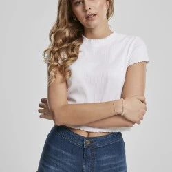 Дамска къса тениска в бял цвят Urban Classics Ladies Cropped Rib Tee white XXL