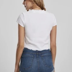 Комплект от 2 тениски в черно и бяло Urban Classics Ladies Cropped Rib Tee 2-Pack 