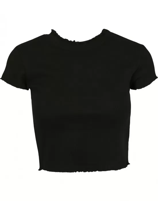 Комплект от 2 тениски в черно и бяло Urban Classics Ladies Cropped Rib Tee 2-Pack, Тениски - Hoodstyle.bg