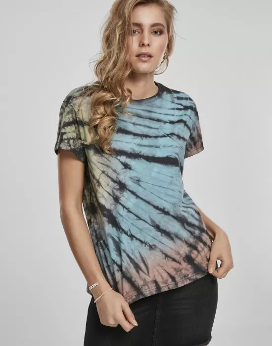 Дамска тениска Urban Classics Ladies Tie Dye Boyfriend Tee black, Тениски - Hoodstyle.bg