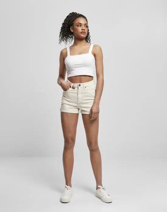 Дамски къси дънкови панталони в пясъчен цвят Urban Classics 5 Pocket Shorts, Къси панталони - Hoodstyle.bg