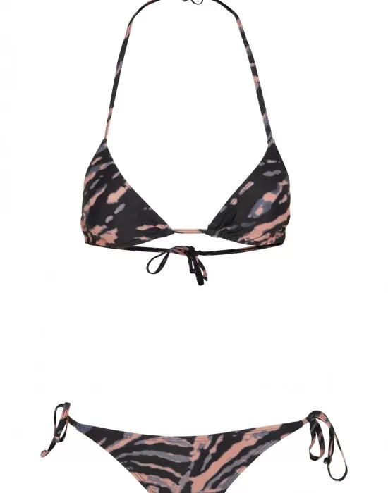 Дамски бански в  розово, сиво и черно Urban Classics Ladies Tie Dye Bikini, Бански - Hoodstyle.bg